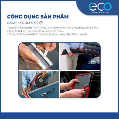 Băng keo cường lực siêu dính 2 mặt 3M 5952 kích thước 12mm x 4.5m