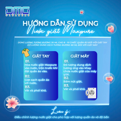 Túi nước giặt Maxpure Hương Hoa Hồng Bulgaria 3,2L - TẶNG 1 dây 10 gói nước xả hương CoCo