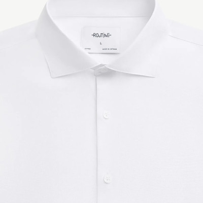 Áo sơ mi nam tay dài màu trắng vải Royal Oxford . Form Fitted - ROUTINE 10F24SHL092 | ROUTINE CÀ MAU