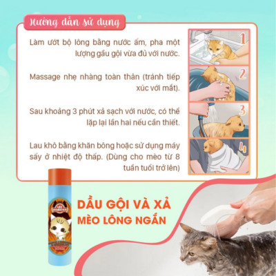 Sữa Tắm Gội Cho Mèo Lông Ngắn / Mèo Lông Dài - Dầu gội và xả Lee&Webster Hàn Quốc -280G