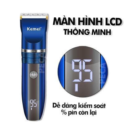 Tông đơ cắt tóc không dây Kemei KM-1086/1085 màn hình LCD hiện pin thông minh dùng cho cá nhân và gia đình chính hãng
