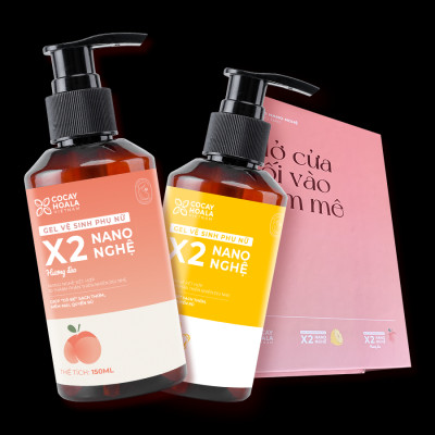 Gel vệ sinh X2 Nano Nghệ Cỏ Cây Hoa Lá làm sạch cô bé ngăn ngừa viêm nhiễm làm hồng và se khít hương chanh tây tươi mát tặng nước hoa vùng kín BIM 150ml