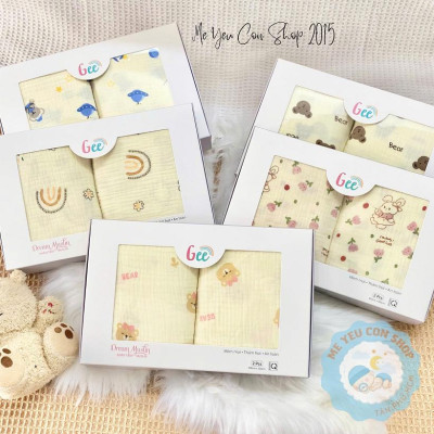 KHĂN TẮM XÔ MUSLIN GEE 2 lớp mềm mại, thấm hút, an toàn, 100x100cm, 100% organic cotton, thân thiện với da bé
