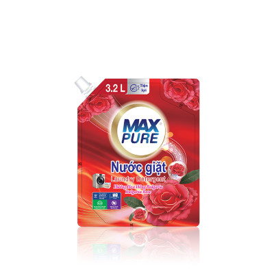 Túi nước giặt Maxpure Hương Hoa Hồng Bulgaria 3,2L - TẶNG 1 dây 10 gói nước xả hương CoCo