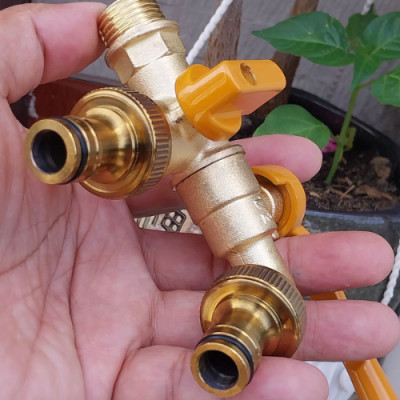 Vòi nước Faucet tăng áp bằng hợp kim vòi nước 2 đầu ra thông minh kèm 2 đầu nối ống