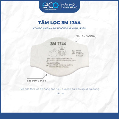 Mặt Nạ Phòng Bụi 3M 3100/3200 kèm tấm lọc bụi 3M 1774 và nắp giữ tấm lọc bụi 3M 1700