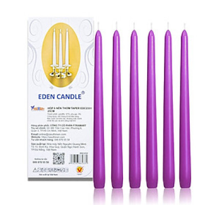 Hộp 6 Nến Thơm Taper Eden Candle FTRAMART EDC2331 (25cm) - Tím