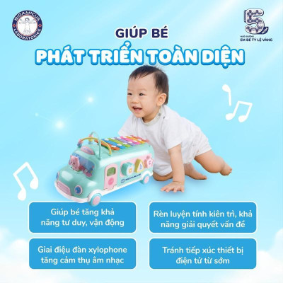 Đồ chơi Xe bus thả hình khối kết hợp đàn gõ Xylophone Bioamicus