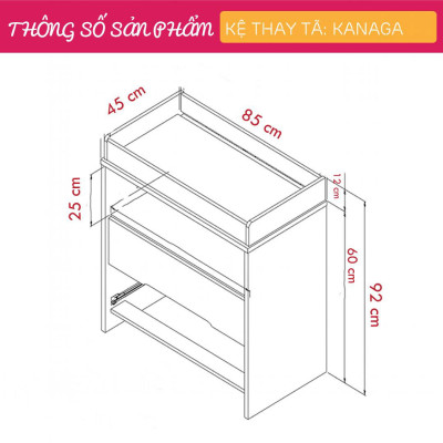 Kệ gỗ thay tã cho bé SMLIFE Kanaga