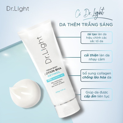 COMBO 8 Kem Body Dr.Light Kem dưỡng Trắng Sáng Da Với Hợp Chất Retinol Niacinamide BHA 200ml