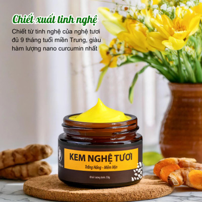 Bộ dưỡng trắng da mặt Wonmom ( 1 kem nghệ tươi 50g + 1 scrub nghệ tẩy mặt 70g)