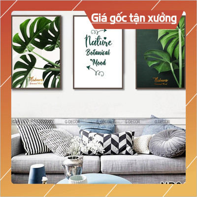 Bộ tranh treo tường phong thủy trang trí nội thất hình lá cây nhiệt đới đẹp và giá gốc tại xưởng