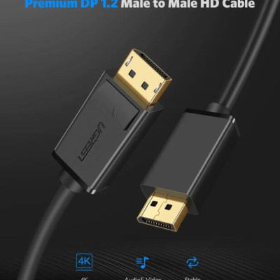 Ugreen UG10211DP102TK 2M Màu Đen Cáp 2 Đầu Displayport chuẩn V1.2 thuần đồng - HÀNG CHÍNH HÃNG