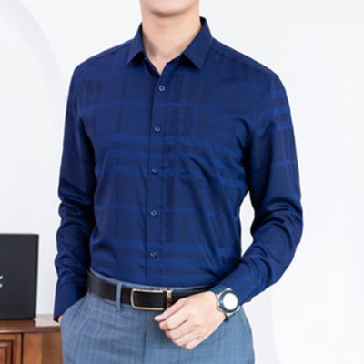 Áo Sơ Mi Nam Công Sở Trung Niên Dài Tay Thương Hiệu Anton Xanh Tím Than Họa Tiết Kẻ Caro Chìm – AT201