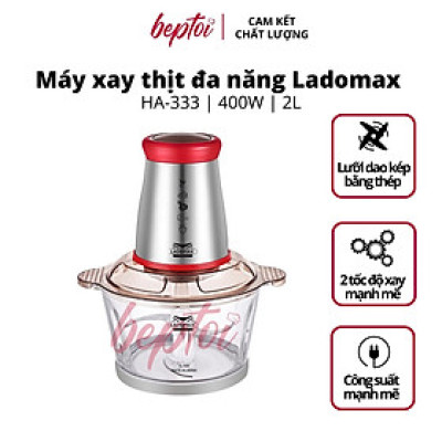 Máy xay thịt đa năng cối thủy tinh, dao inox, công suất 400W Ladomax HA-333 - Hàng chính hãng