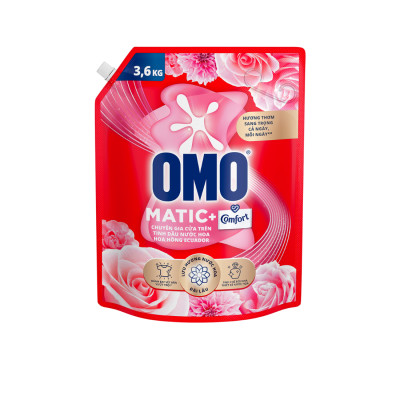 Túi Nước Giặt Omo Matic Cho Máy Giặt Cửa Trên Hương Hoa Hồng Ecuador 3.6KG