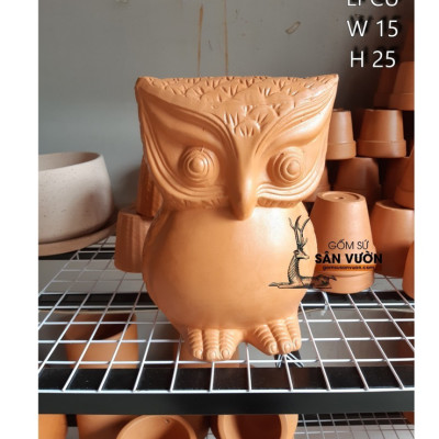 Decor Gốm Đất Nung Kiểu CON CÚ size 15cm X 25cm