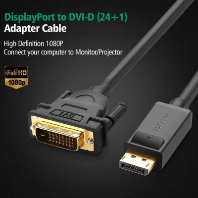 Ugreen UG10242DP103TK 1M màu Đen Cáp chuyển đổi DP sang DVI 24 + 1 Hỗ trợ độ phân giải 1920x1200 - HÀNG CHÍNH HÃNG