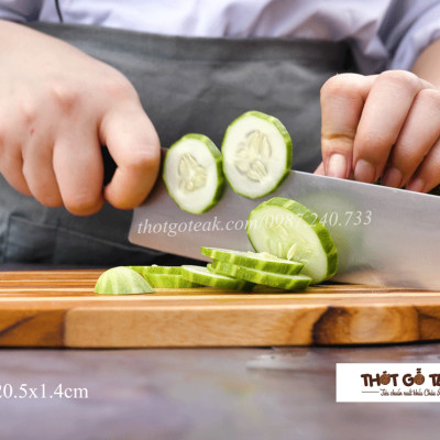 Thớt Gỗ Teak Cao Cấp - Cắt Thái, Trang Trí - 30,5x20,5x1,4cm - OV0L1 | HTX DAO PHÚC SEN