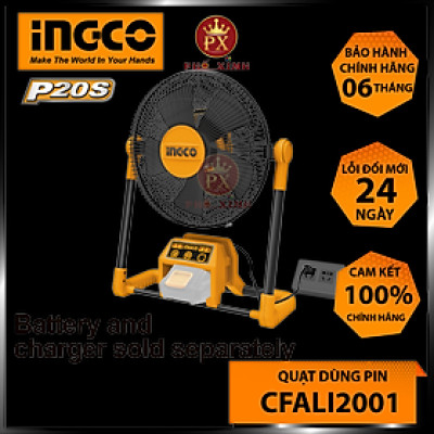 Quạt gió dùng pin 20V Ingco CFALI2001 KHÔNG BAO GỒM PIN VÀ SẠC