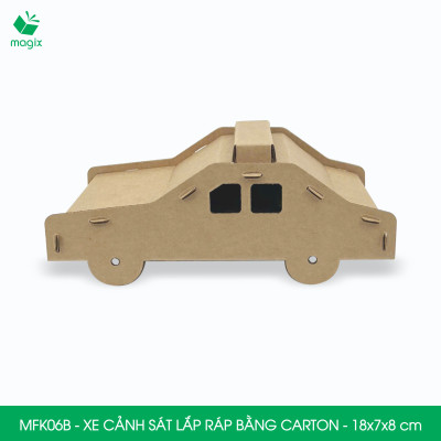 MFK06B - Xe cảnh sát carton - 18x7x8 cm - Đồ chơi lắp ráp mô hình từ bìa carton cứng cao cấp