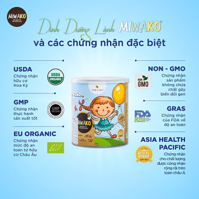 Sữa Hạt Miwako Vị Gạo Hộp 400g x 1 Hộp Chuẩn Hữu Cơ Hoa Kỳ, Tăng Cường Đề Kháng, Miễn Dịch - Miwako Việt Nam