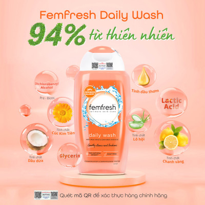 Dung dịch vệ sinh Anh Femfresh pure & fresh wash giúp làm sạch sẽ, thơm mát, ngăn ngừa viêm, ngứa, nấm phụ khoa - QuaTangMe Extaste