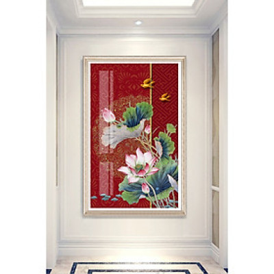 tranh dán tường , DECAN DÁN TƯỜNG, TRANG TRÍ NHÀ 3D PHONG VẠN PHÁT LỌ HOA SEN THỊNH VƯỢNG,MAY MẮN,PHÁT TÀI PHÁT LỘC DC-0289