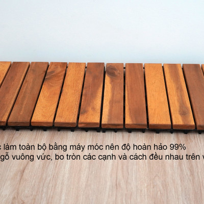 Vỉ Gỗ Lót Sàn Ban Công Thương Hiệu ANKAN Màu Vàng Nắng Loại 6 Nan, Sàn Gỗ Lót Ban Công, Sân Vườn, Hồ Bơi, Phòng Spa, Siêu Bền, Chịu Nước Tốt, Chống Trơn Trượt, Tiêu Chuẩn Xuất Khẩu (10 Vỉ)