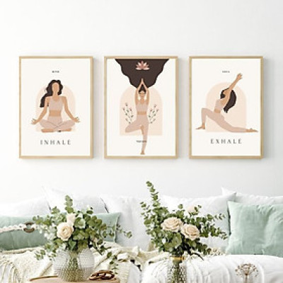 (ẢNH THẬT) Tranh treo tường yoga 4 trang trí decor phòng tập lớp học kèm đinh treo