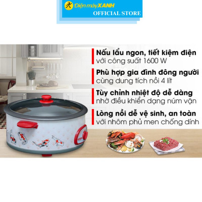 Nồi lẩu điện Sunhouse SH-525L 4 lít - Hàng Chính Hãng