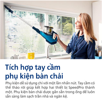 HÀNG CHÍNH HÃNG - Máy hút bụi cầm tay không dây dạng cán 3 trong 1 SpeedPro Aqua. Thương hiệu Hà Lan cao cấp Philips