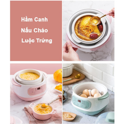 Nồi Nấu Cháo Chậm Cho Bé Ăn Dặm SEKA GT68 - Nồi Hầm Cháo, Kho Cá Chậm, Hầm Cách Thủy, Ninh Cháo Cho Bé 4 In 1 - Hàng chính hãng