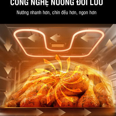 Lò nướng âm tủ KAFF KF-T90S - 67L Màu Đen - Hàng Chính Hãng