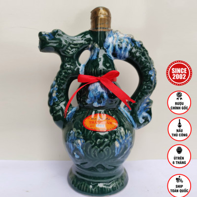 Đặc Sản Bình Định - Rượu Bàu Đá Thành Tâm BA BẦU (Màu xanh rêu) 650ml - OCOP 3 Sao