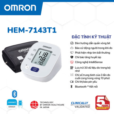 Máy đo huyết áp tự động Omron HEM-7143T1 Bluetooth