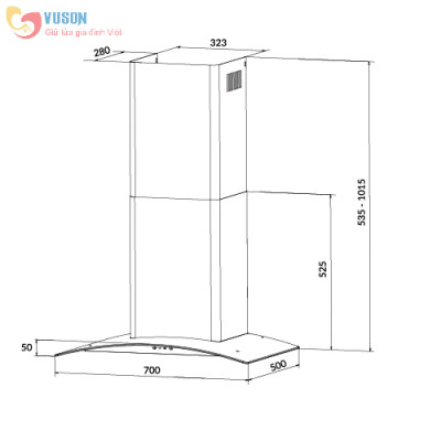 Máy Hút Mùi Eurosun 70K15E - Hàng chính hãng
