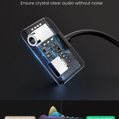 Ugreen UG70606CM193TK 2 trong 1 bộ chuyển usb type C ra 3.5mm Audio và sạc cổng C màu đen - HÀNG CHÍNH HÃNG