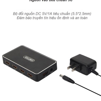 Unitek V109A - Bộ Chia HDMI 1 ra 4 Độ Phân Giải 4K HD Hỗ Trợ 3D Khoảng Cách Truyền Lên Tới 30m Kèm Nguồn AnZ - Hàng Chính Hãng