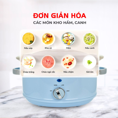 Nồi nấu chậm 3.5L Kalpen SK1 công nghệ Đức - Tần gà, nấu cháo, chưng yến, bảo hành 2 năm - Hàng chính hãng