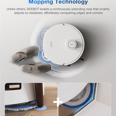 Robot Hút Bụi Lau Nhà Ecovacs T30 Pro Omni Xòe Giẻ 11.000 Pa, Kháng Khuẩn Ion Bạc - Hàng Chính Hãng