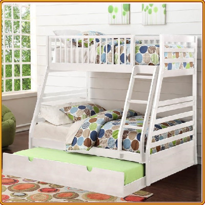 Giường 3 tầng Tundo màu trắng 1m/1m4