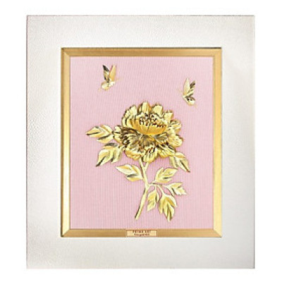 Tranh Vàng 24K PRIMA ART - Đôi Bướm và Hoa Mẫu Đơn - BST Luxe - Size 18x20cm - CGS-0657-02