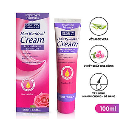 Kem Tẩy Lông Chiết Xuất Hoa Hồng Và Aloe Vera Beauty Formulas 100ml 
