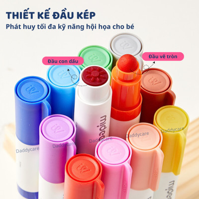 Bút màu chấm tròn mideer Round-Tip Stamper Washable Marker, bút highlight 2 đầu cho bé 2,3,4,5,6 tuổi