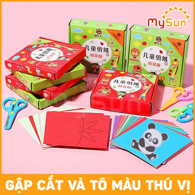 Đồ chơi cắt giấy cho bé bộ đồ chơi cắt giấy dán tự làm thủ công cho bé tô màu