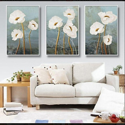 Bộ 3 tranh canvas 40x60 treo phòng khách hiện đại