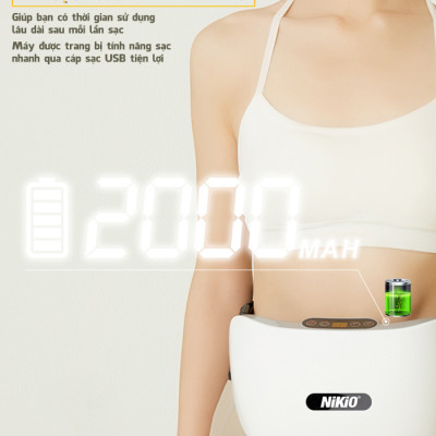 Máy Massage Bụng Cao Cấp Nikio NK-166DC - Công Nghệ Xoa Bóp Kết Hợp Hồng Ngoại Hiện Đại, Hỗ Trợ Cải Thiện Vòng 2 Cực Nhanh, Pin Sạc Tiện Lợi