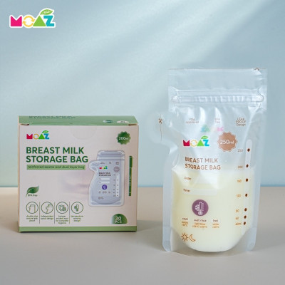 Túi trữ sữa cảm biến nhiệt Moaz Eco dung tích 200ml (Hộp 30pcs) , 250ml (Hộp 24pcs)
