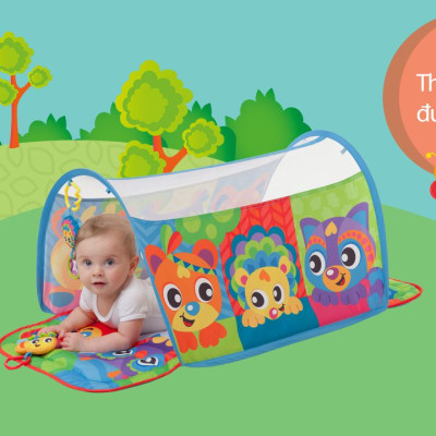 Thảm chơi đường hầm Honey Bee Bear Playgro, cho bé sơ sinh đến 24 tháng